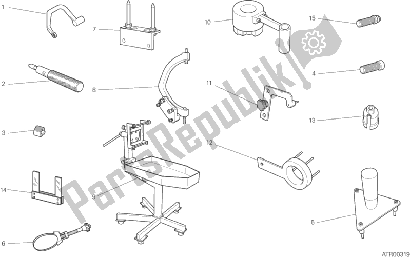 Alle onderdelen voor de 001 - Werkplaatsgereedschap van de Ducati Multistrada 1200 S Pikes Peak Brasil 2015